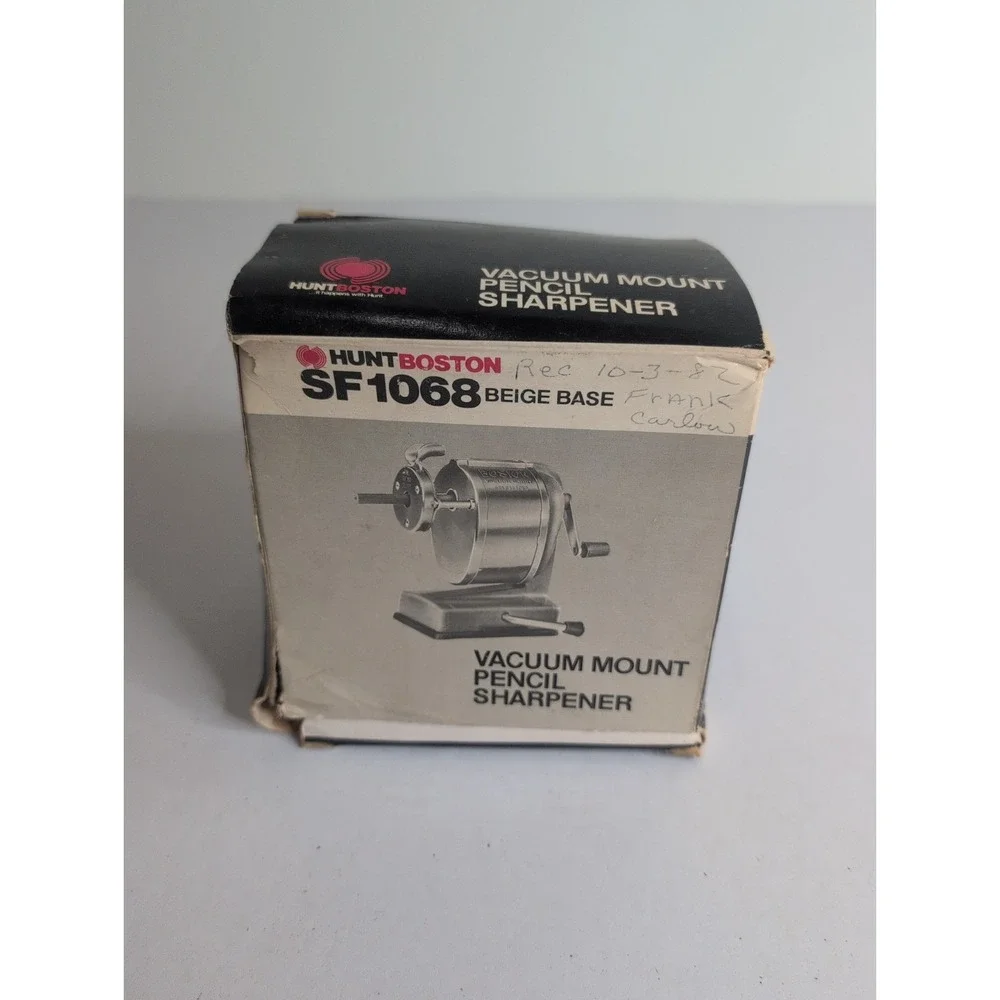 Vintage Hunt Boston Vacuum Mount Pencil Sharpener SF1068 Self-feeder W Manual